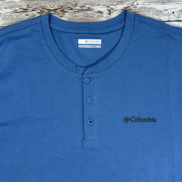 Columbia Men's Short Sleeve Henley II Shirt Landroamer sz Medium Skyler Blue - Picture 3 of 11